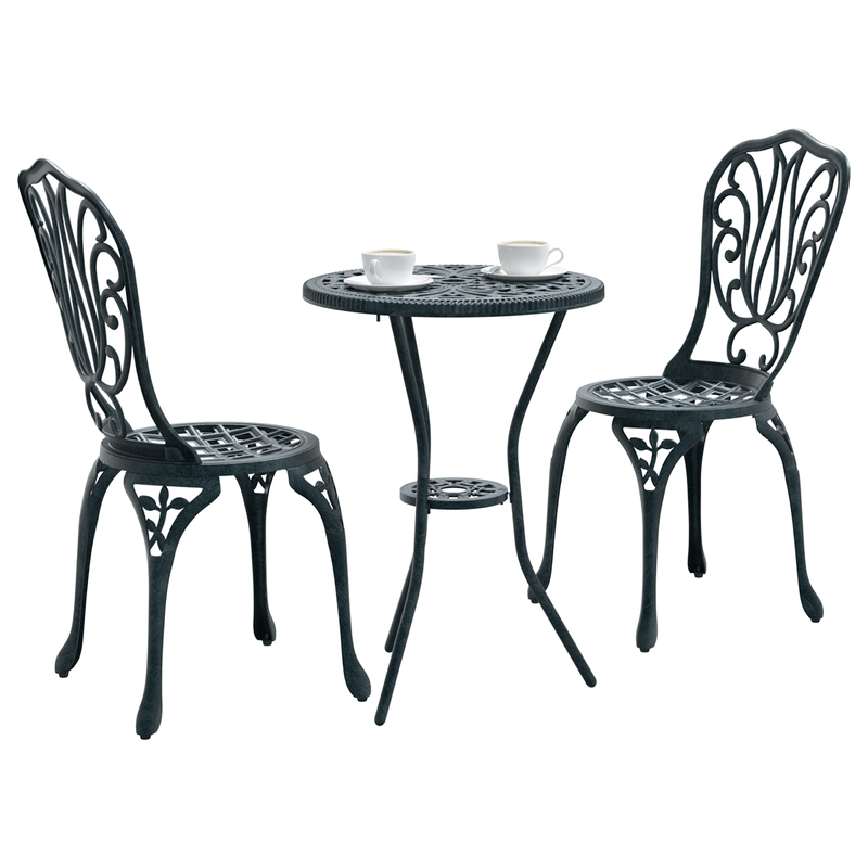 Casa si Gradina - Gradina si terasa - Mobilier exterior - Seturi mobila gradina - Set scaune de gradina, 3 buc., verde, aluminiu turnat - Infinity.ro