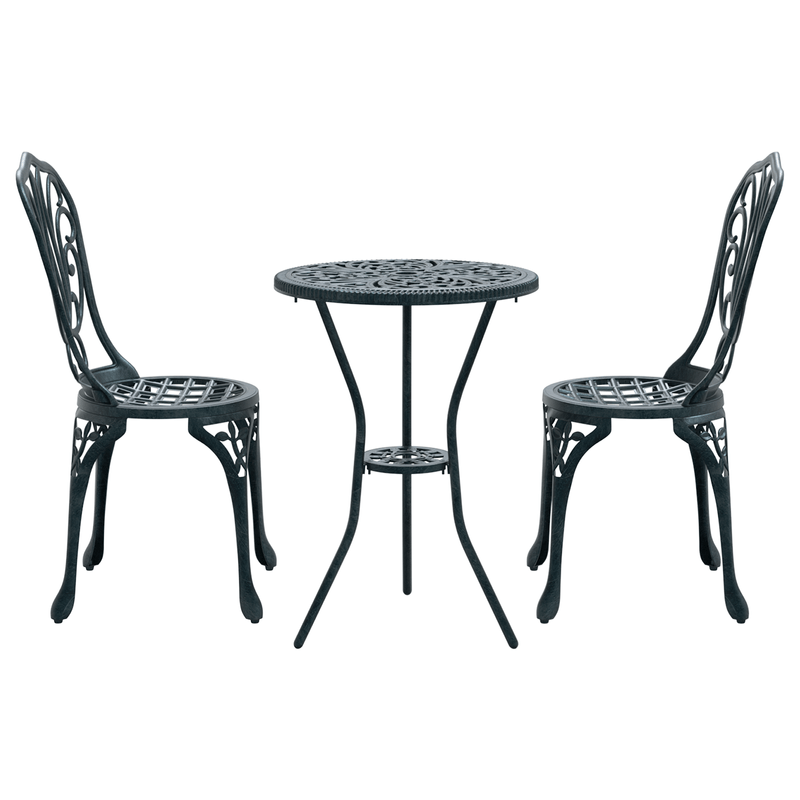 Casa si Gradina - Gradina si terasa - Mobilier exterior - Seturi mobila gradina - Set scaune de gradina, 3 buc., verde, aluminiu turnat - Infinity.ro