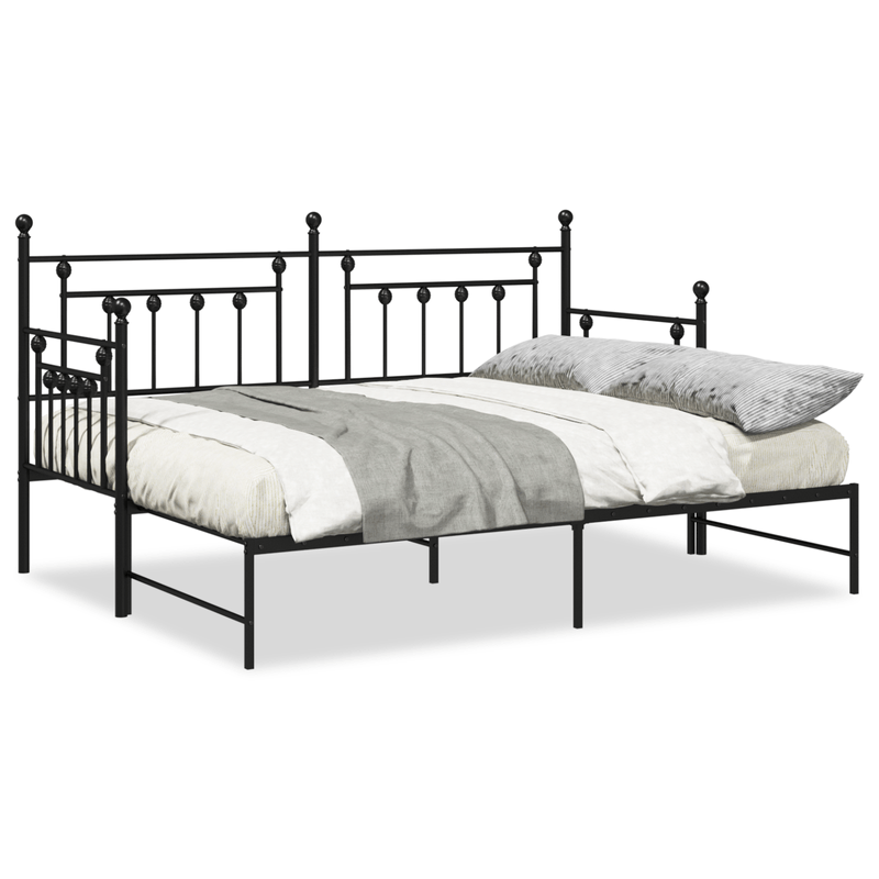 Casa si Gradina - Mobilier - Paturi si accesorii - Paturi - Cadru de pat Daybed cu trunda Negru 80x200 cm Otel - Infinity.ro