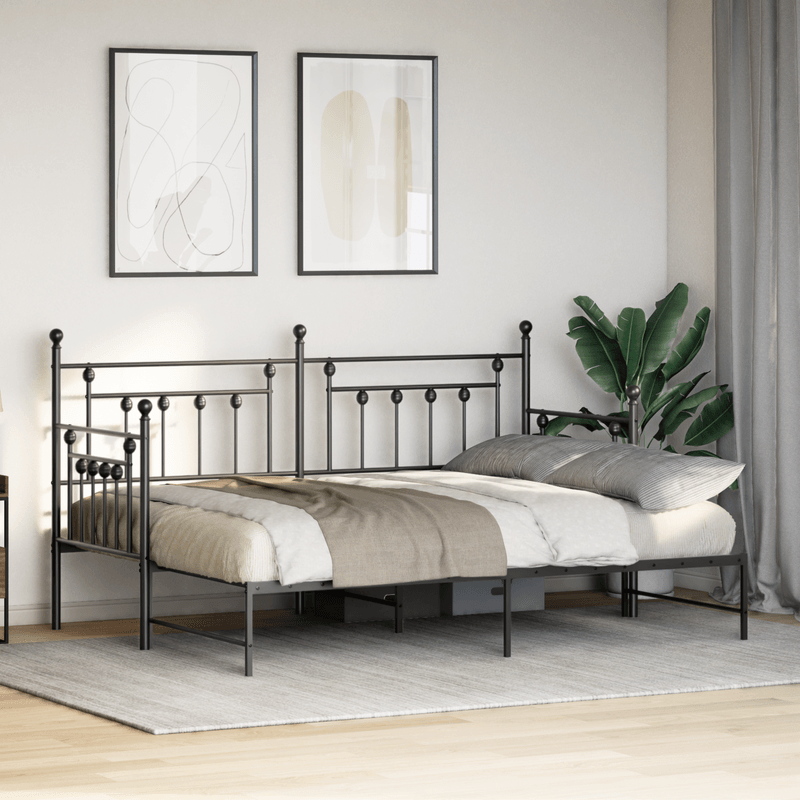 Casa si Gradina - Mobilier - Paturi si accesorii - Paturi - Cadru de pat Daybed cu trunda Negru 80x200 cm Otel - Infinity.ro