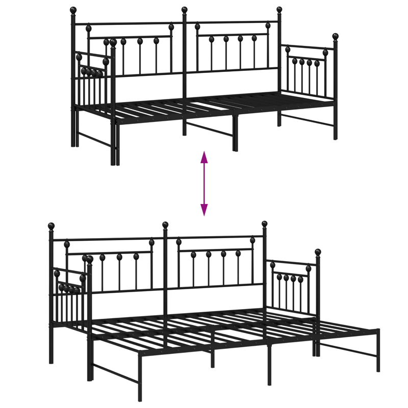 Casa si Gradina - Mobilier - Paturi si accesorii - Paturi - Cadru de pat Daybed cu trunda Negru 80x200 cm Otel - Infinity.ro