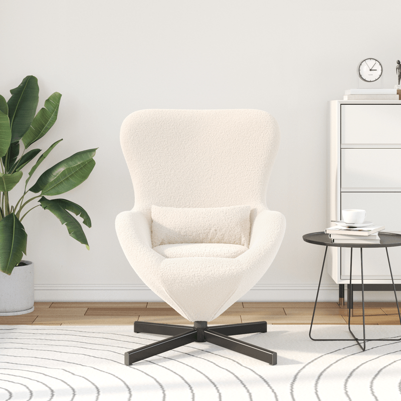 Casa si Gradina - Mobilier - Scaune si fotolii - Fotolii - Fotoliu tip ou, crem, material similar lana - Infinity.ro