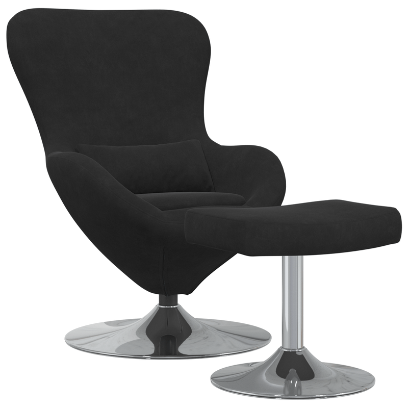 Casa si Gradina - Mobilier - Scaune si fotolii - Fotolii - Fotoliu cu ou si suport pentru picioare, catifea neagra - Infinity.ro