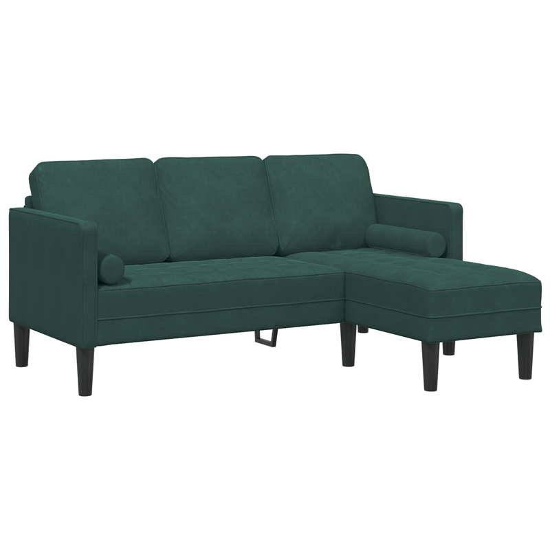 Casa si Gradina - Mobilier - Canapele si coltare - Canapele - Canapea 3 locuri cu sezlong L-verde inchis 160 cm Catifea - Infinity.ro