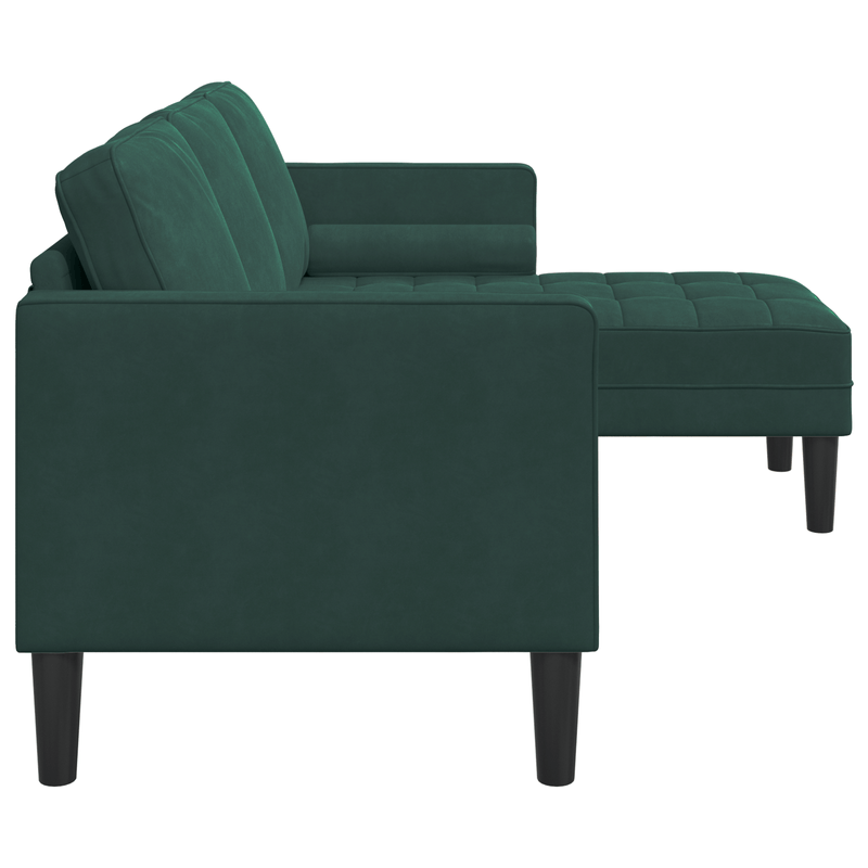 Casa si Gradina - Mobilier - Canapele si coltare - Canapele - Canapea 3 locuri cu sezlong L-verde inchis 160 cm Catifea - Infinity.ro