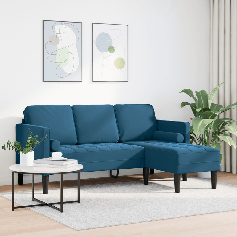 Casa si Gradina - Mobilier - Canapele si coltare - Canapele - Canapea L Albastra 173x131x67 cm Catifea - Infinity.ro