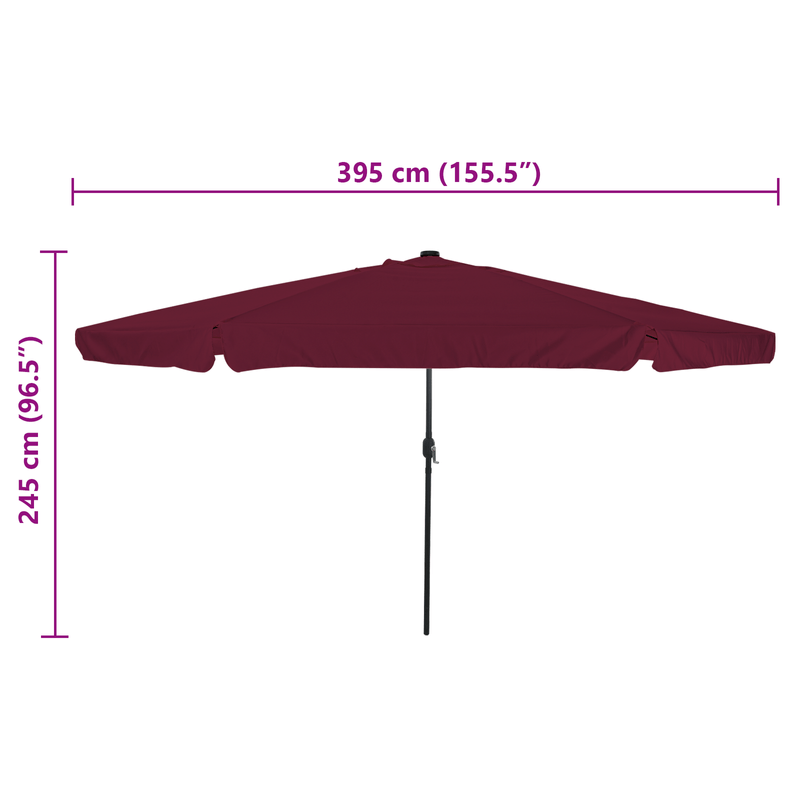 Casa si Gradina - Gradina si terasa - Umbrele si pavilioane - Umbrele - Umbrela de gradina cu LED-uri, ø395x245 cm, rosu bordo - Infinity.ro