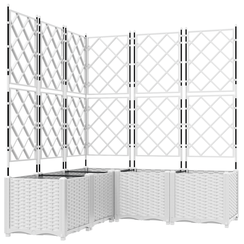 Casa si Gradina - Gradinarit si plante - Plante si ghivece - Ghivece si suporturi - Jardiniere de gradina cu spalier, 5 buc., alb, 120x40x143 cm - Infinity.ro