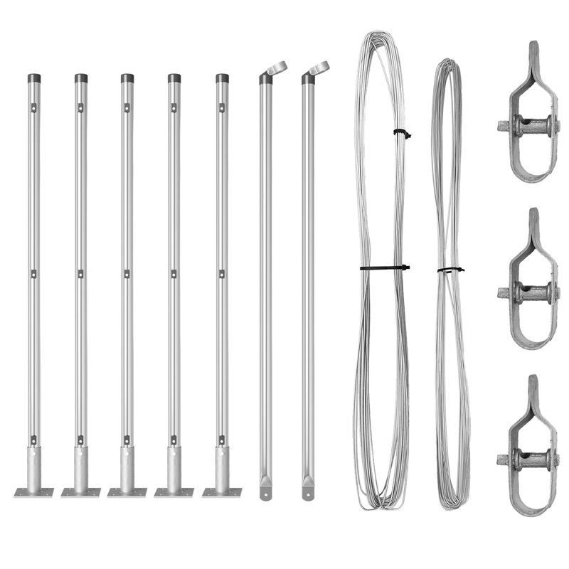 Casa si Gradina - Gradina si terasa - Garduri, panouri si accesorii - Stalpi de gard cu placi de baza 7 pcs Ø32mm 90cm Otel galvanizat - Infinity.ro