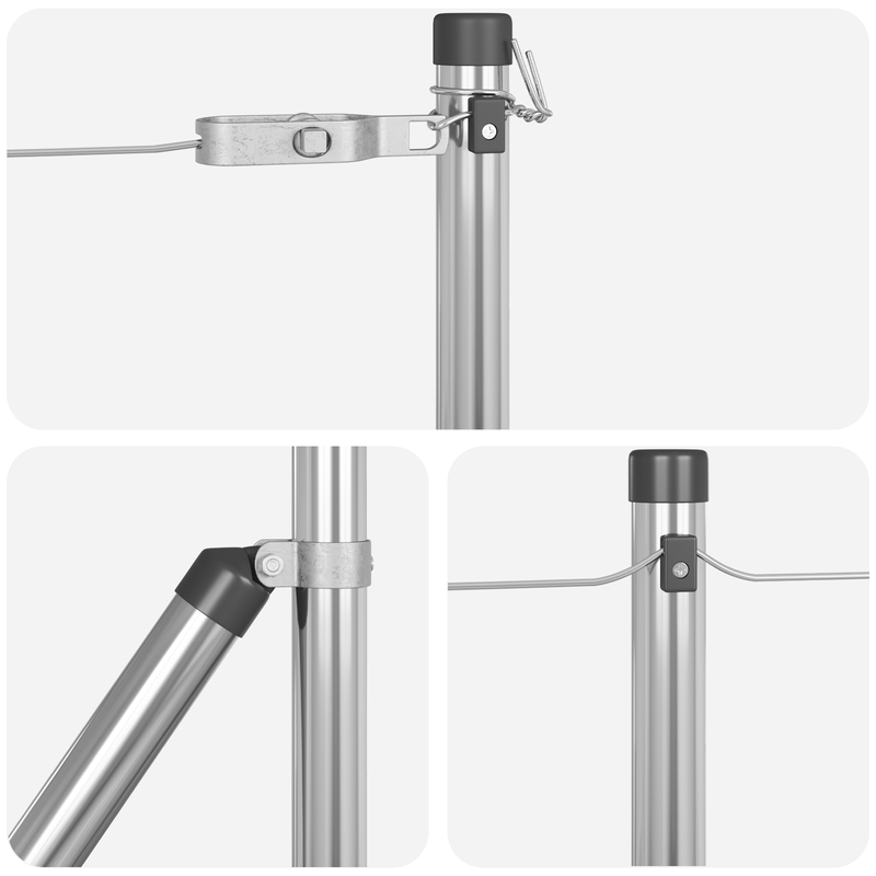 Casa si Gradina - Gradina si terasa - Garduri, panouri si accesorii - Stalpi de gard cu placi de baza 7 pcs Ø32mm 90cm Otel galvanizat - Infinity.ro
