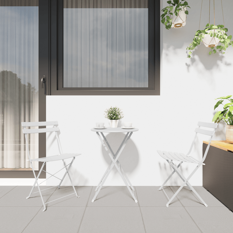Casa si Gradina - Gradina si terasa - Mobilier exterior - Scaune si sezlonguri gradina - Scaune de gradina pliabile, 2 buc., alb, otel - Infinity.ro