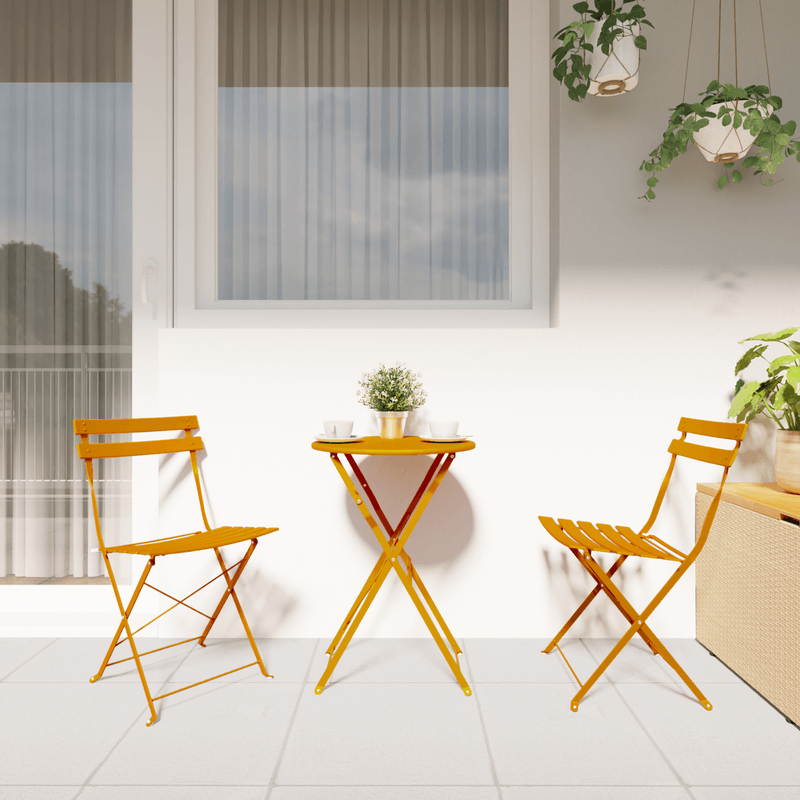 Casa si Gradina - Gradina si terasa - Mobilier exterior - Scaune si sezlonguri gradina - Scaune de gradina pliabile, 2 buc., galben mustar, otel - Infinity.ro