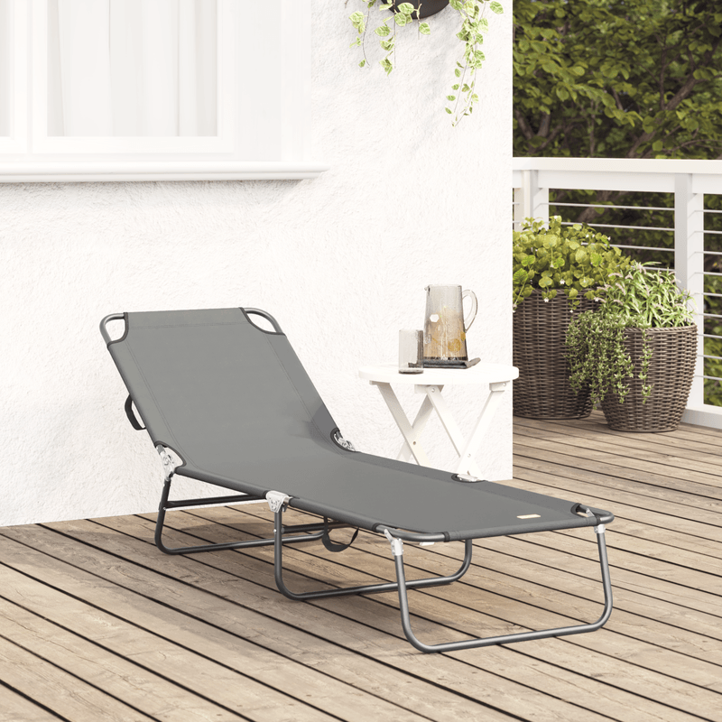 Casa si Gradina - Gradina si terasa - Mobilier exterior - Scaune si sezlonguri gradina - Lounge pliabil portabil Gri din material Oxford 600D - Infinity.ro