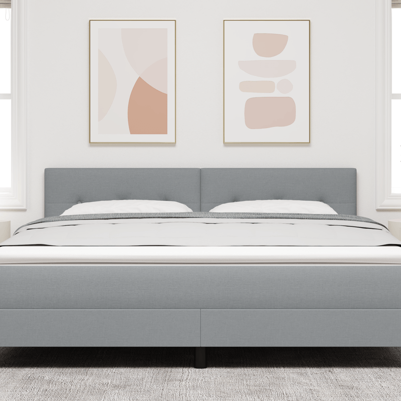 Casa si Gradina - Mobilier - Paturi si accesorii - Accesorii paturi - Tablie de pat cu nasturi gri deschis 180 cm textil - Infinity.ro