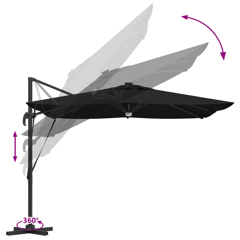 Casa si Gradina - Gradina si terasa - Umbrele si pavilioane - Umbrele - Umbra Cantilever Roma cu LED-uri Negre 286x285x270 cm Aluminiu - Infinity.ro