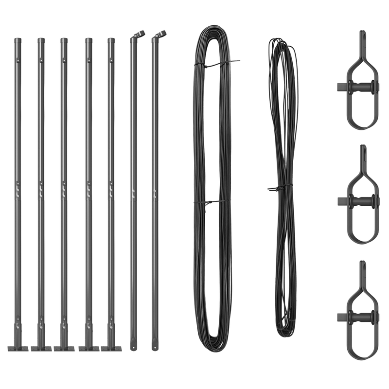 Casa si Gradina - Gradina si terasa - Garduri, panouri si accesorii - Popeti cu placi de baza 7 pcs Ø32mm 78,5cm Otel galvanizat - Infinity.ro