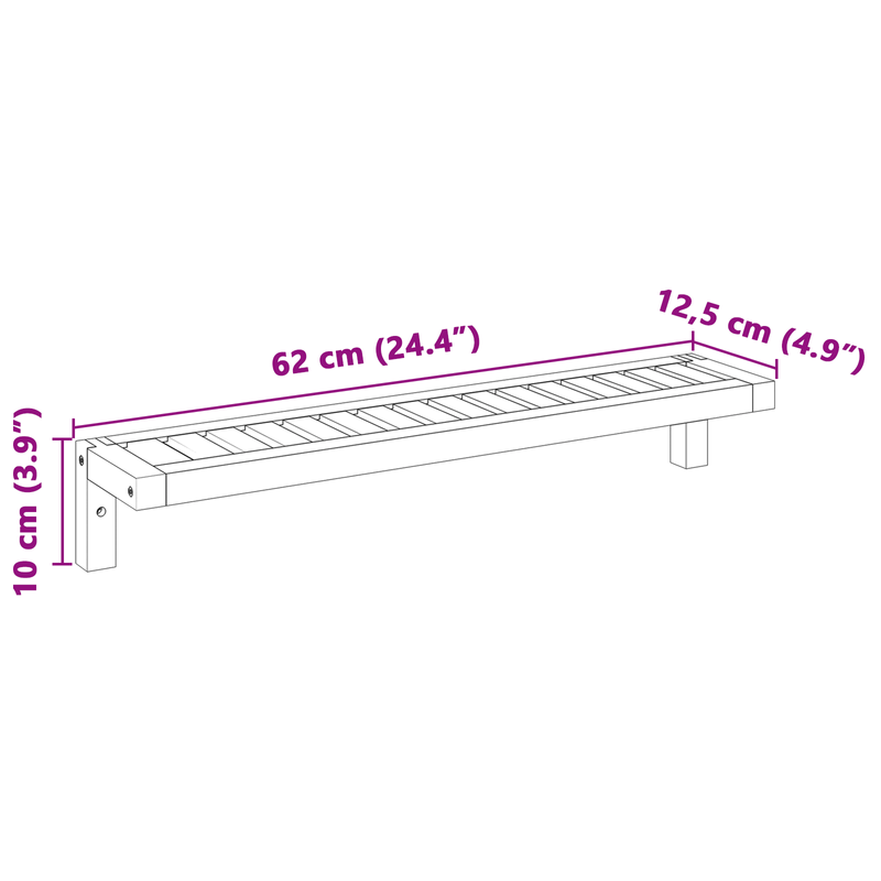 Casa si Gradina - Mobilier - Biblioteci si rafturi - Rafturi - Raft suspendat, 62x10x12,5 cm, lemn masiv nuc - Infinity.ro