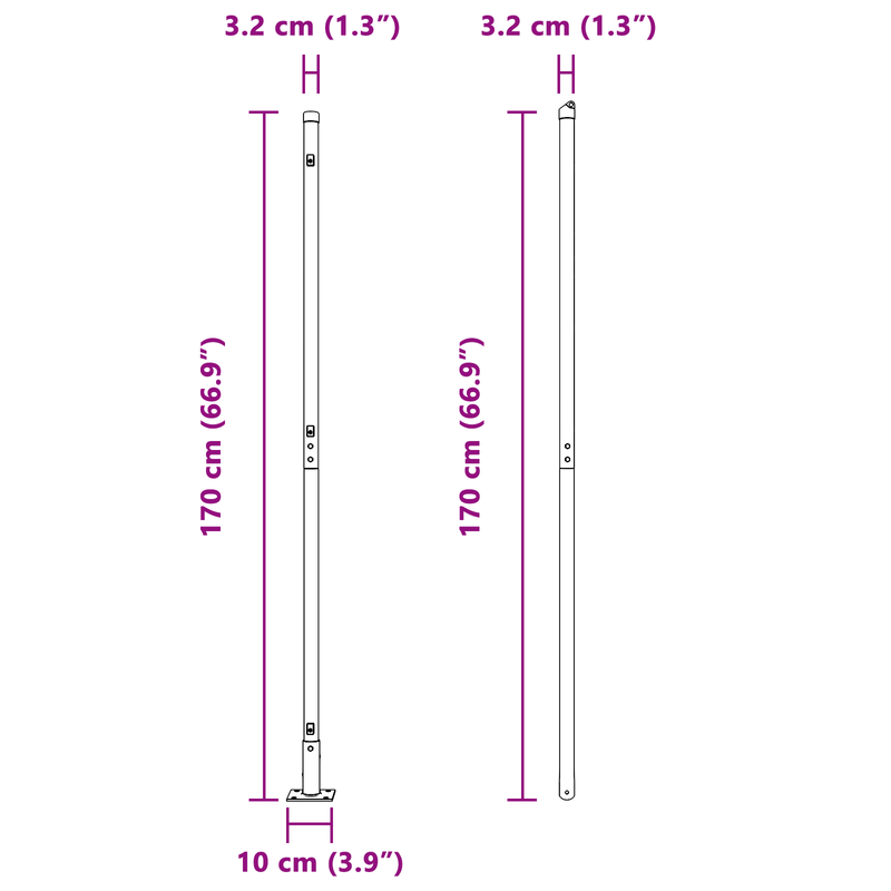 Casa si Gradina - Gradina si terasa - Garduri, panouri si accesorii - Posturi de gard cu placi de baza 7 buc Ø32mm 88.5cm Otel galvanizat - Infinity.ro