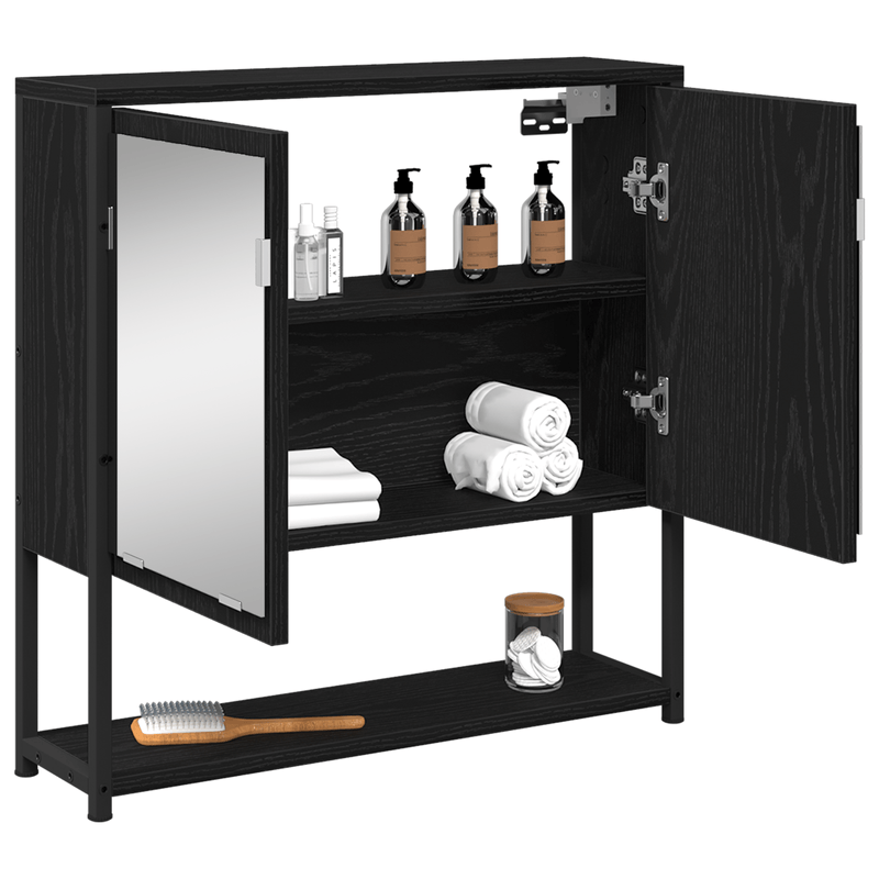 Casa si Gradina - Mobilier - Mobilier baie - Corpuri baie - Dulap cu oglinda de baie, stejar negru, 60x16x60 cm, lemn - Infinity.ro