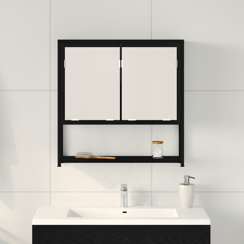 Casa si Gradina - Mobilier - Mobilier baie - Corpuri baie - Dulap cu oglinda de baie, stejar negru, 60x16x60 cm, lemn - Infinity.ro