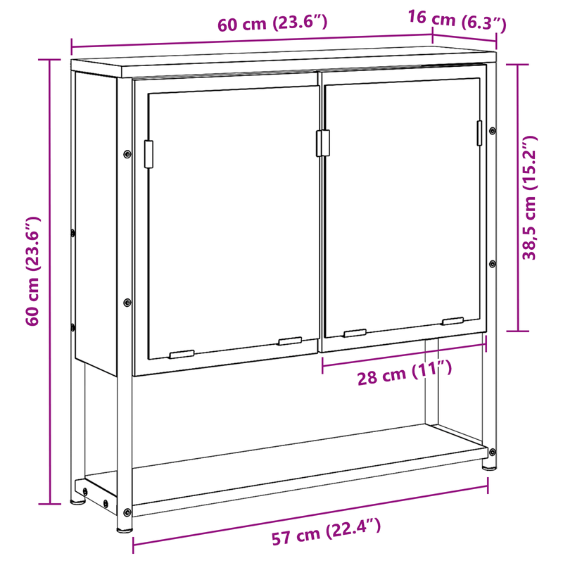 Casa si Gradina - Mobilier - Mobilier baie - Corpuri baie - Dulap cu oglinda de baie, stejar negru, 60x16x60 cm, lemn - Infinity.ro
