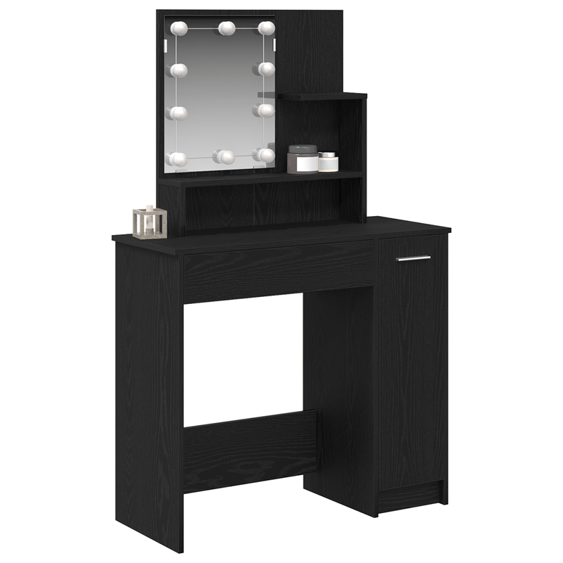 Casa si Gradina - Mobilier - Comode si corpuri - Masute de toaleta - Masuta de toaleta cu LED-uri, stejar negru, 86.5x35x136 cm - Infinity.ro