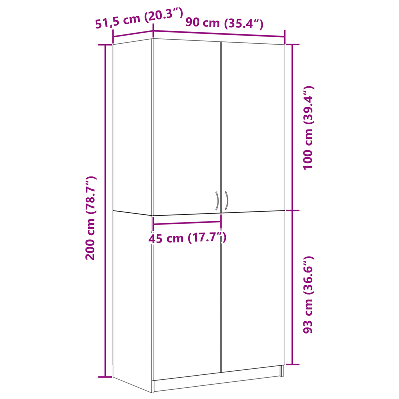 Casa si Gradina - Mobilier - Dulapuri si sifoniere - Sifoniere - Sifonier, stejar negru, 90x52x200 cm, lemn prelucrat - Infinity.ro