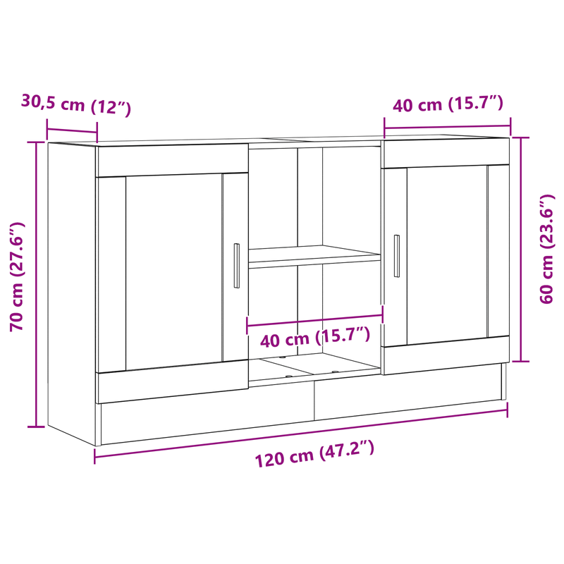 Casa si Gradina - Mobilier - Comode si corpuri - Comode - bufet negru  120x30,5x70 cm din lemn - Infinity.ro