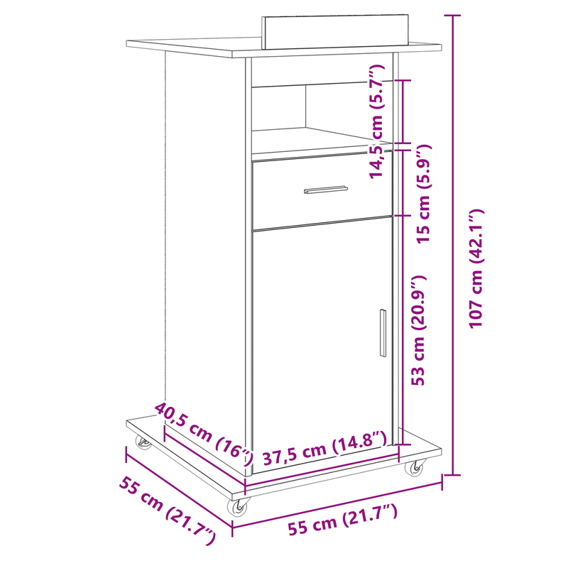 Casa si Gradina - Mobilier - Mese si birouri - Birouri - Pupitru de conferinta cu roti, stejar negru, lemn prelucrat - Infinity.ro