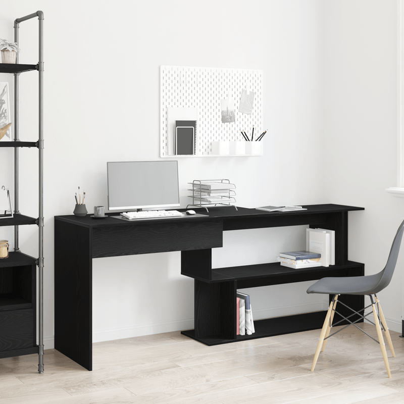 Casa si Gradina - Mobilier - Mese si birouri - Birouri - Birou  Negru Stejar 200x50x76 cm Lemn Prelucrat - Infinity.ro
