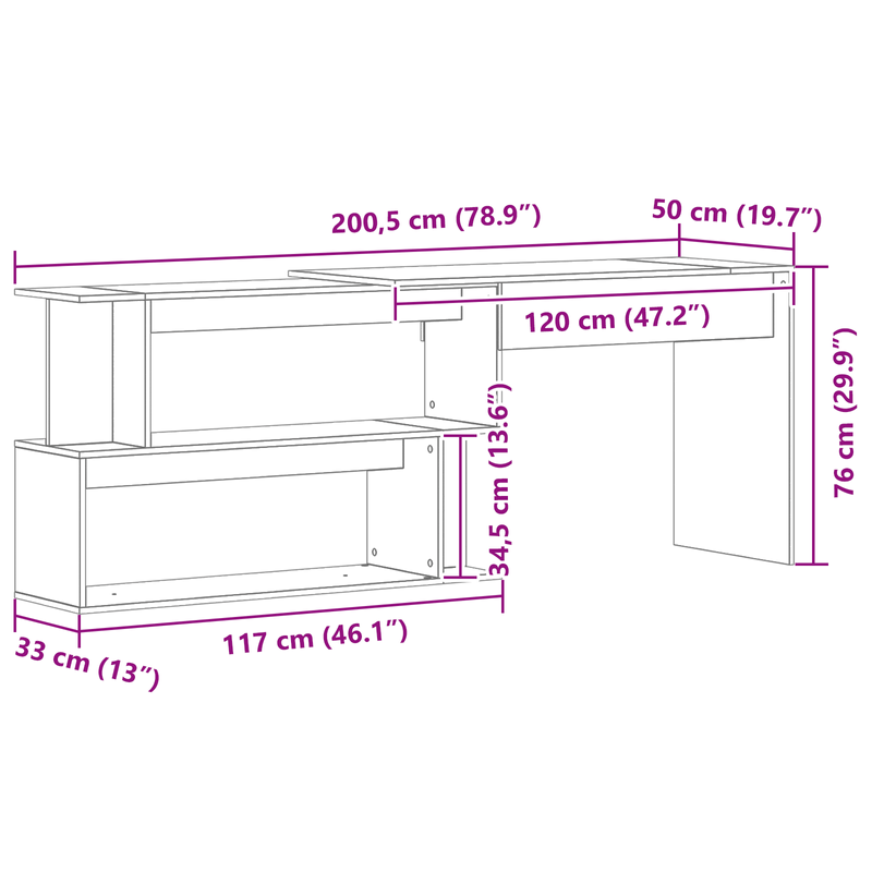 Casa si Gradina - Mobilier - Mese si birouri - Birouri - Birou  Negru Stejar 200x50x76 cm Lemn Prelucrat - Infinity.ro