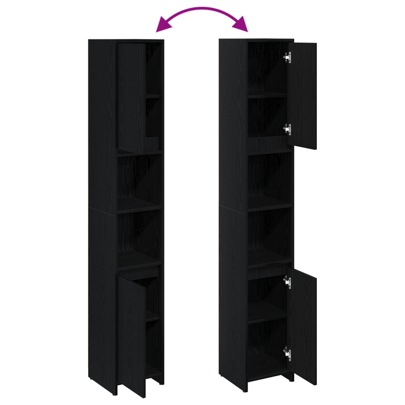 Casa si Gradina - Mobilier - Mobilier baie - Comode baie - Dulap de baie, stejar negru, 30x30x183,5 cm, lemn prelucrat - Infinity.ro