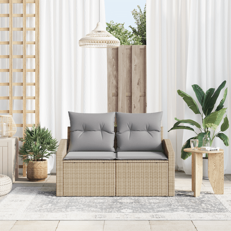 Casa si Gradina - Gradina si terasa - Mobilier exterior - Canapele si fotolii gradina - Canapea de gradina 2 persoane, cu perne, bej, poliratan - Infinity.ro