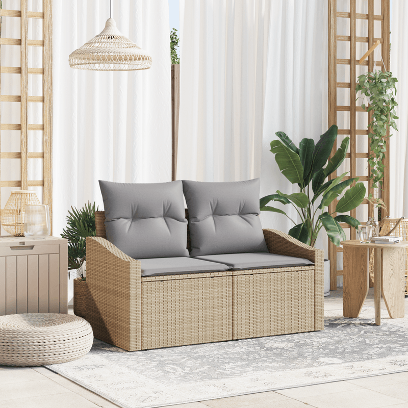 Casa si Gradina - Gradina si terasa - Mobilier exterior - Canapele si fotolii gradina - Canapea de gradina 2 persoane, cu perne, bej, poliratan - Infinity.ro
