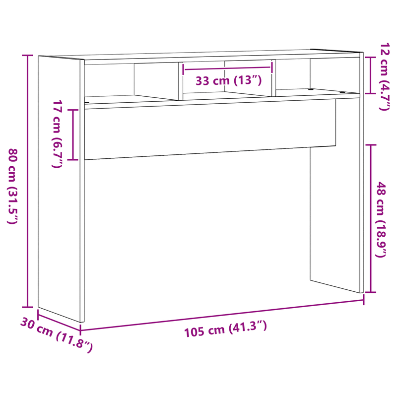 Casa si Gradina - Mobilier - Comode si corpuri - Console - Masa de consola , Negru, Stejar, 105x30x80 cm, Lemn stratificat - Infinity.ro