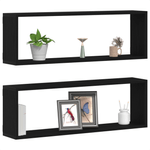 Casa si Gradina - Mobilier - Biblioteci si rafturi - Rafturi - Polite  - Set de 2, Stejar Negru, 80x15x26 cm, Fabricate din Lemn Prelucrat - Infinity.ro