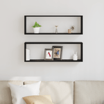 Casa si Gradina - Mobilier - Biblioteci si rafturi - Rafturi - Polite  - Set de 2, Stejar Negru, 80x15x26 cm, Fabricate din Lemn Prelucrat - Infinity.ro