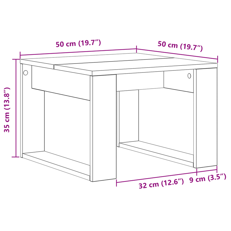Casa si Gradina - Mobilier - Mese si birouri - Masute de cafea - Masa laterala din stejar negru - 50x50x35 cm, din lemn ingineresc - Infinity.ro