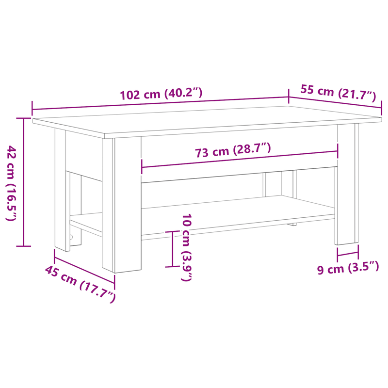 Casa si Gradina - Mobilier - Mese si birouri - Masute de cafea - Masa de cafea  Negru Stejar 102x55x42 cm, facuta din lemn compus - Infinity.ro