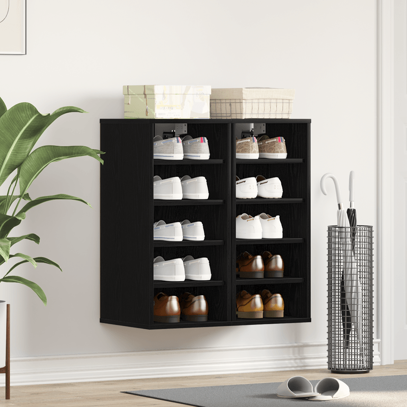 Casa si Gradina - Mobilier - Organizare si depozitare - Organizator incaltaminte - Dulap pentru pantofi 2 piese Negru Stejar 32x35x70 cm Lemn procesat - Infinity.ro