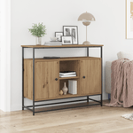 Casa si Gradina - Mobilier - Comode si corpuri - Comode - Dulap, stejar artizanal, 100x35x80 cm, lemn prelucrat si otel - Infinity.ro