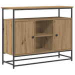 Casa si Gradina - Mobilier - Comode si corpuri - Comode - Dulap, stejar artizanal, 100x35x80 cm, lemn prelucrat si otel - Infinity.ro