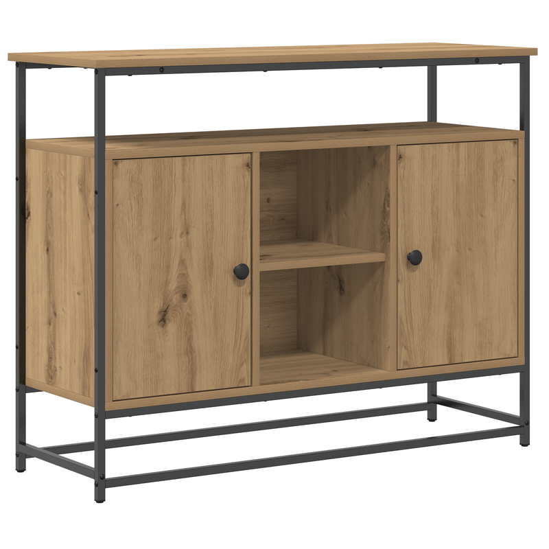 Casa si Gradina - Mobilier - Comode si corpuri - Comode - Dulap, stejar artizanal, 100x35x80 cm, lemn prelucrat si otel - Infinity.ro