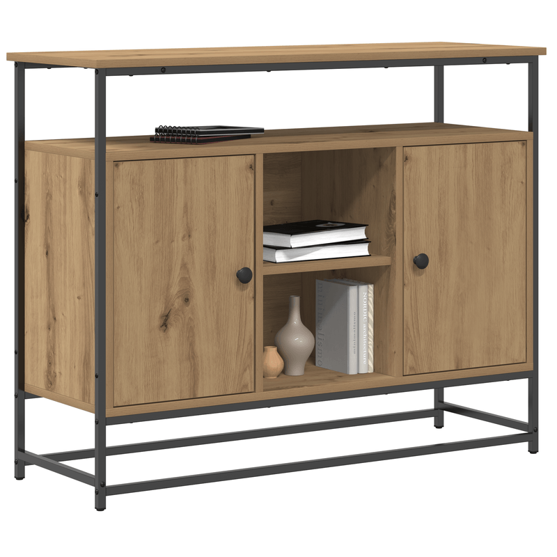 Casa si Gradina - Mobilier - Comode si corpuri - Comode - Dulap, stejar artizanal, 100x35x80 cm, lemn prelucrat si otel - Infinity.ro