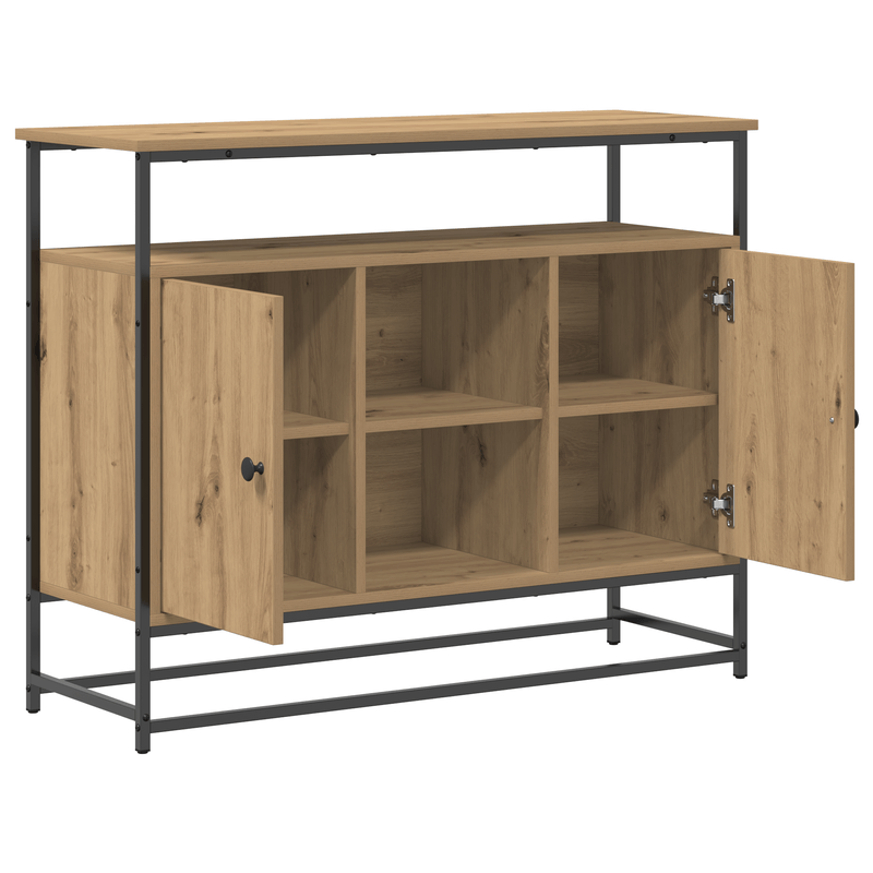 Casa si Gradina - Mobilier - Comode si corpuri - Comode - Dulap, stejar artizanal, 100x35x80 cm, lemn prelucrat si otel - Infinity.ro