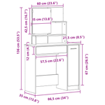 Casa si Gradina - Mobilier - Comode si corpuri - Masute de toaleta - Masuta de toaleta cu oglinda, stejar negru, 86.5x35x136 cm - Infinity.ro