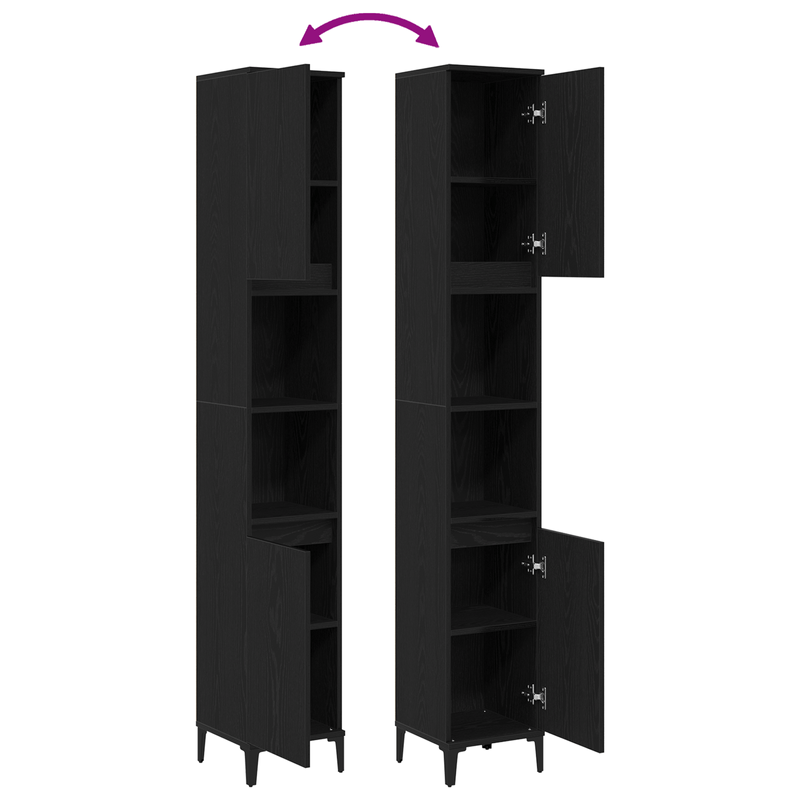 Casa si Gradina - Mobilier - Mobilier baie - Corpuri baie - Dulap de baie, stejar negru, 30x30x190 cm, lemn prelucrat - Infinity.ro