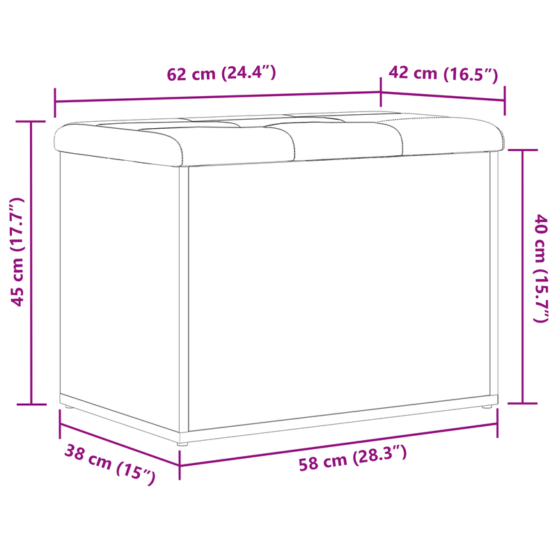 Casa si Gradina - Mobilier - Canapele si coltare - Banchete - Banca de depozitare  Negru Stejar 60x40x45 cm Lemn prelucrat - Infinity.ro