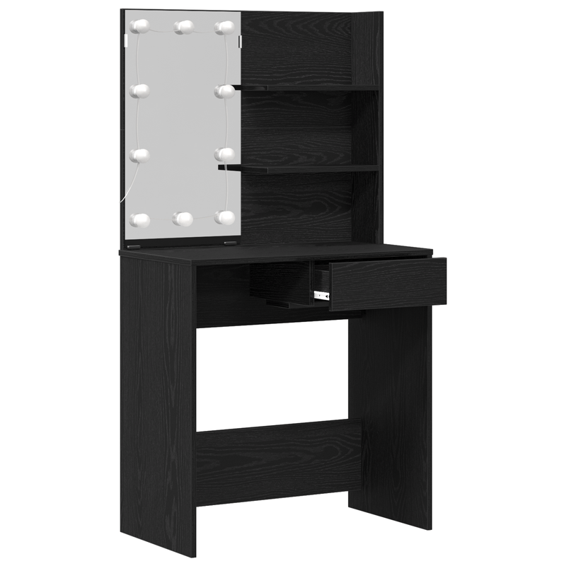 Casa si Gradina - Mobilier - Comode si corpuri - Masute de toaleta - Masa de toaleta LED in Stejar Negru - 74.5x40x141 cm, din Lemn Prelucrat - Infinity.ro