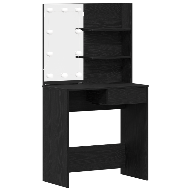 Casa si Gradina - Mobilier - Comode si corpuri - Masute de toaleta - Masa de toaleta LED in Stejar Negru - 74.5x40x141 cm, din Lemn Prelucrat - Infinity.ro